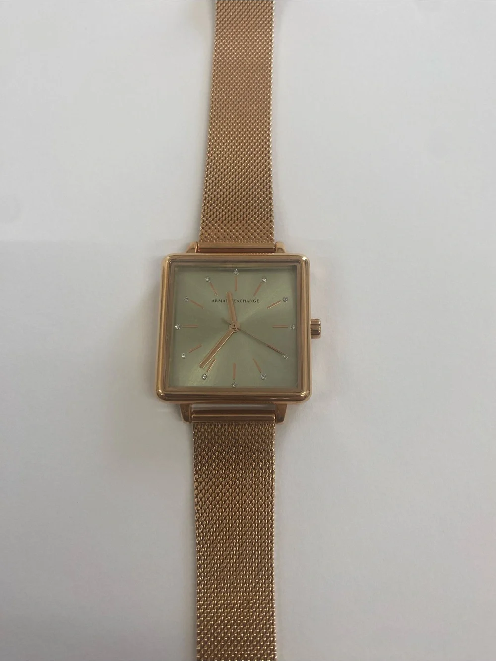 Armani Exchange  Rose Gold Mesh Strap Watch -